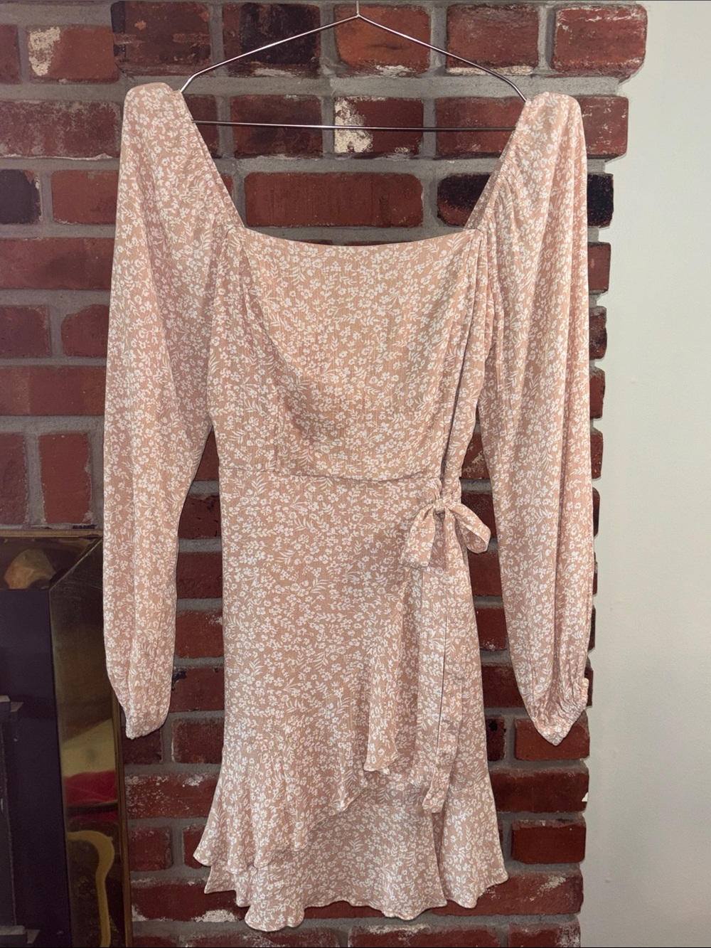 Altar'd State Floral Long Puff Sleeve Dress Size Small